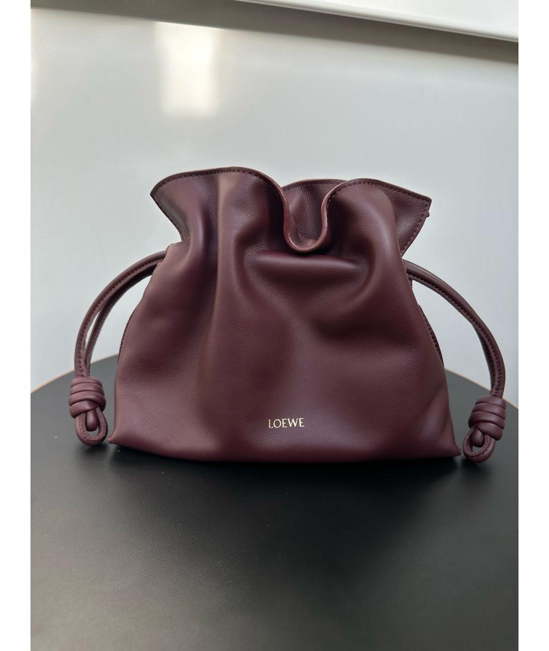 LOEWE Бордовая кожаная сумка через плечо, фото 8