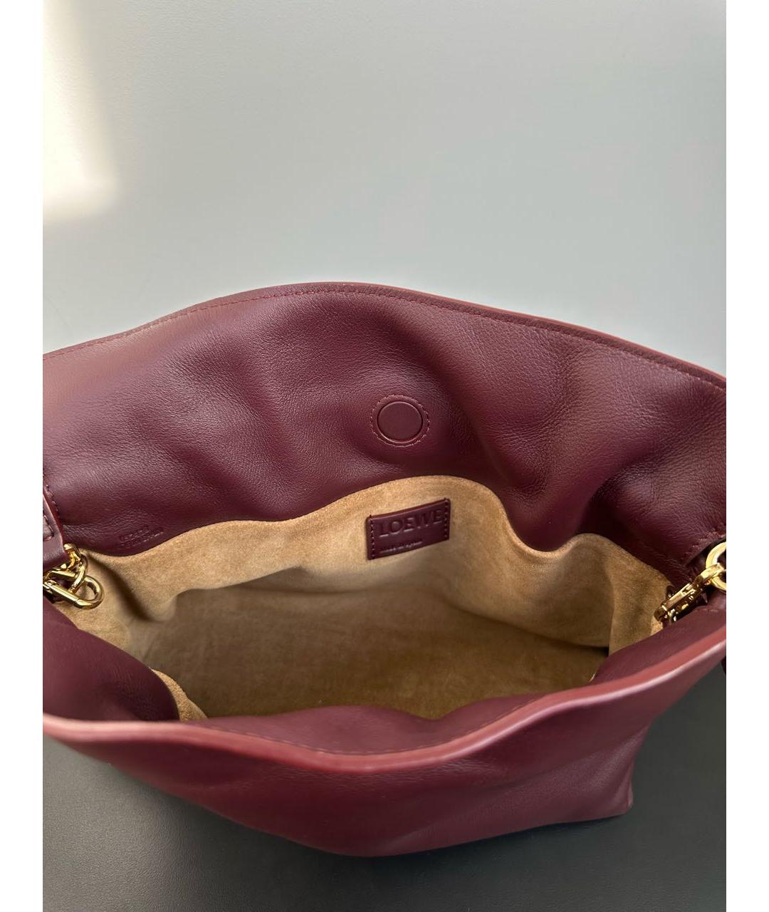LOEWE Бордовая кожаная сумка через плечо, фото 4