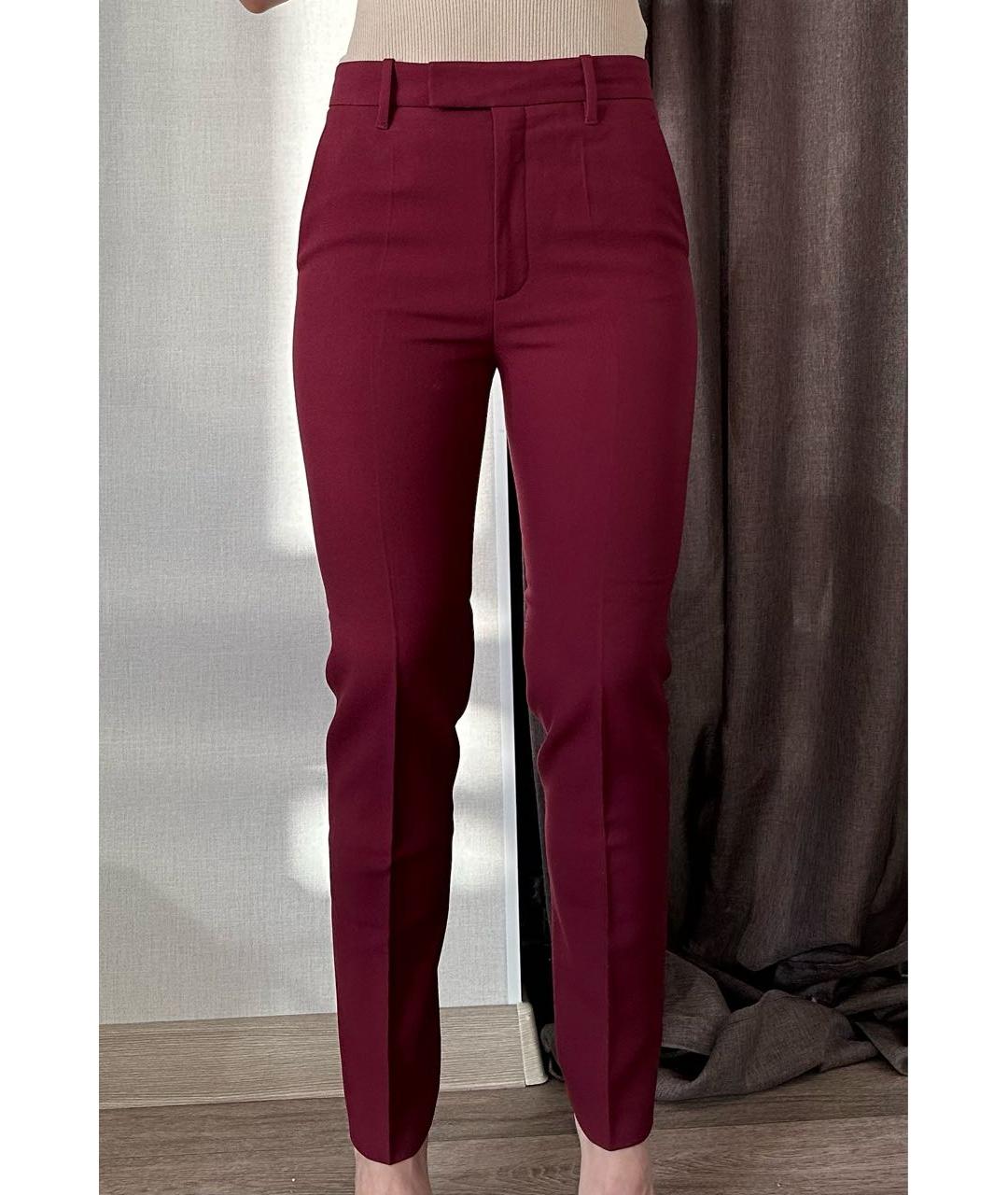 GUCCI Бордовые шерстяные брюки узкие, фото 2