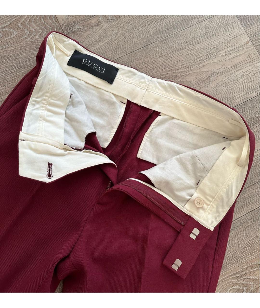 GUCCI Бордовые шерстяные брюки узкие, фото 8