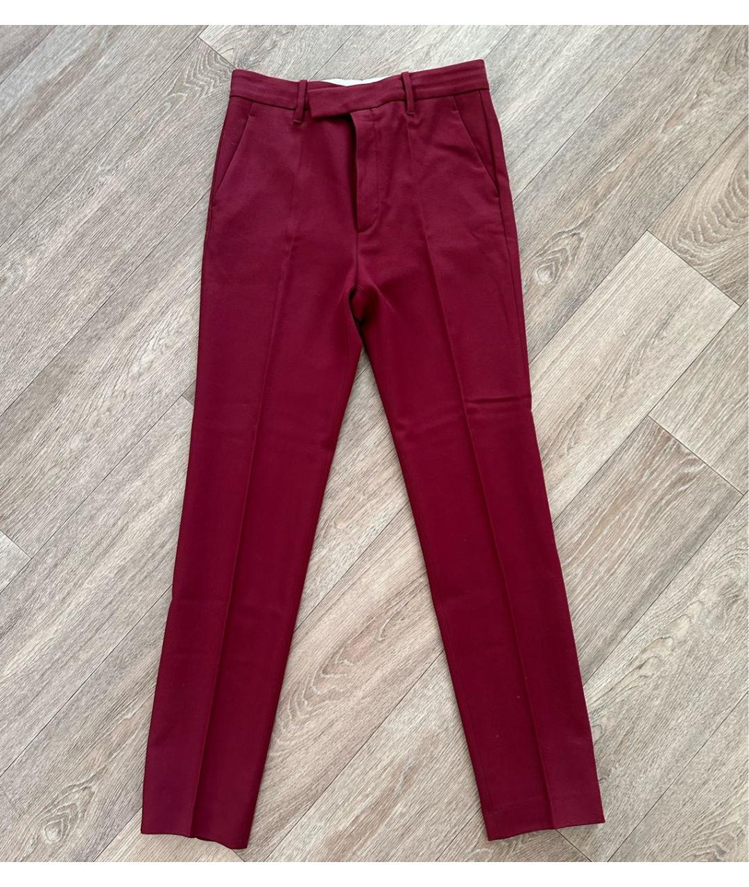 GUCCI Бордовые шерстяные брюки узкие, фото 4