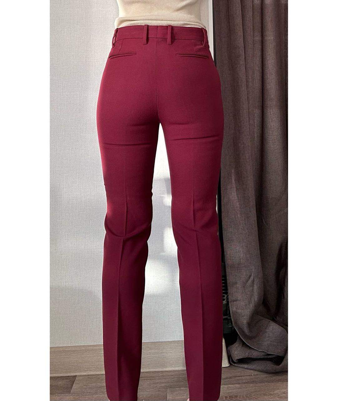 GUCCI Бордовые шерстяные брюки узкие, фото 3