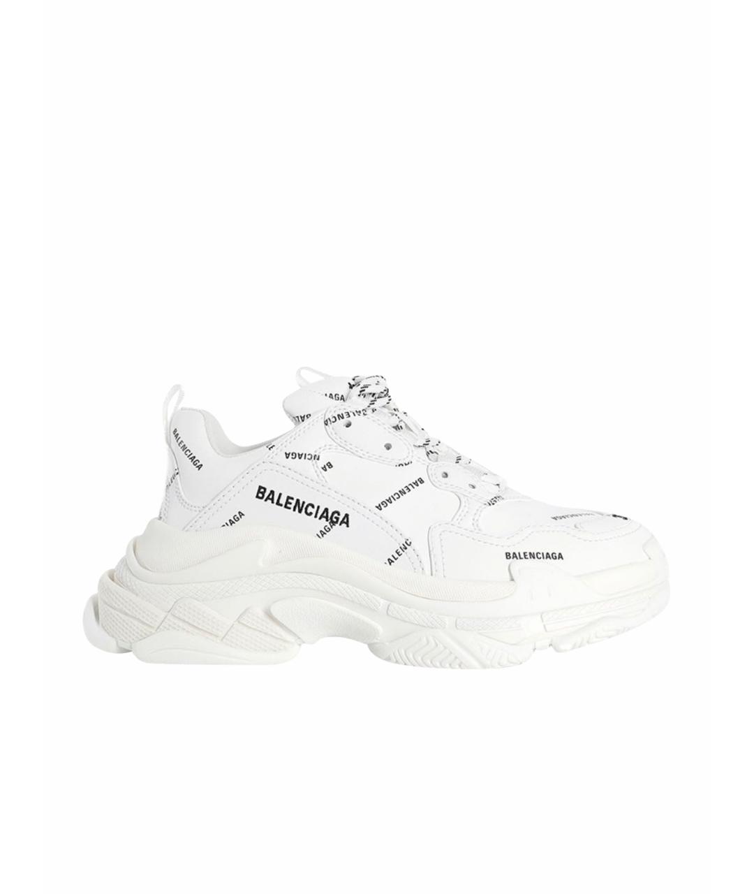 BALENCIAGA Белые кожаные кроссовки, фото 1