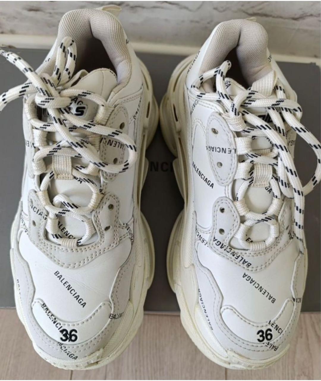 BALENCIAGA Белые кожаные кроссовки, фото 3