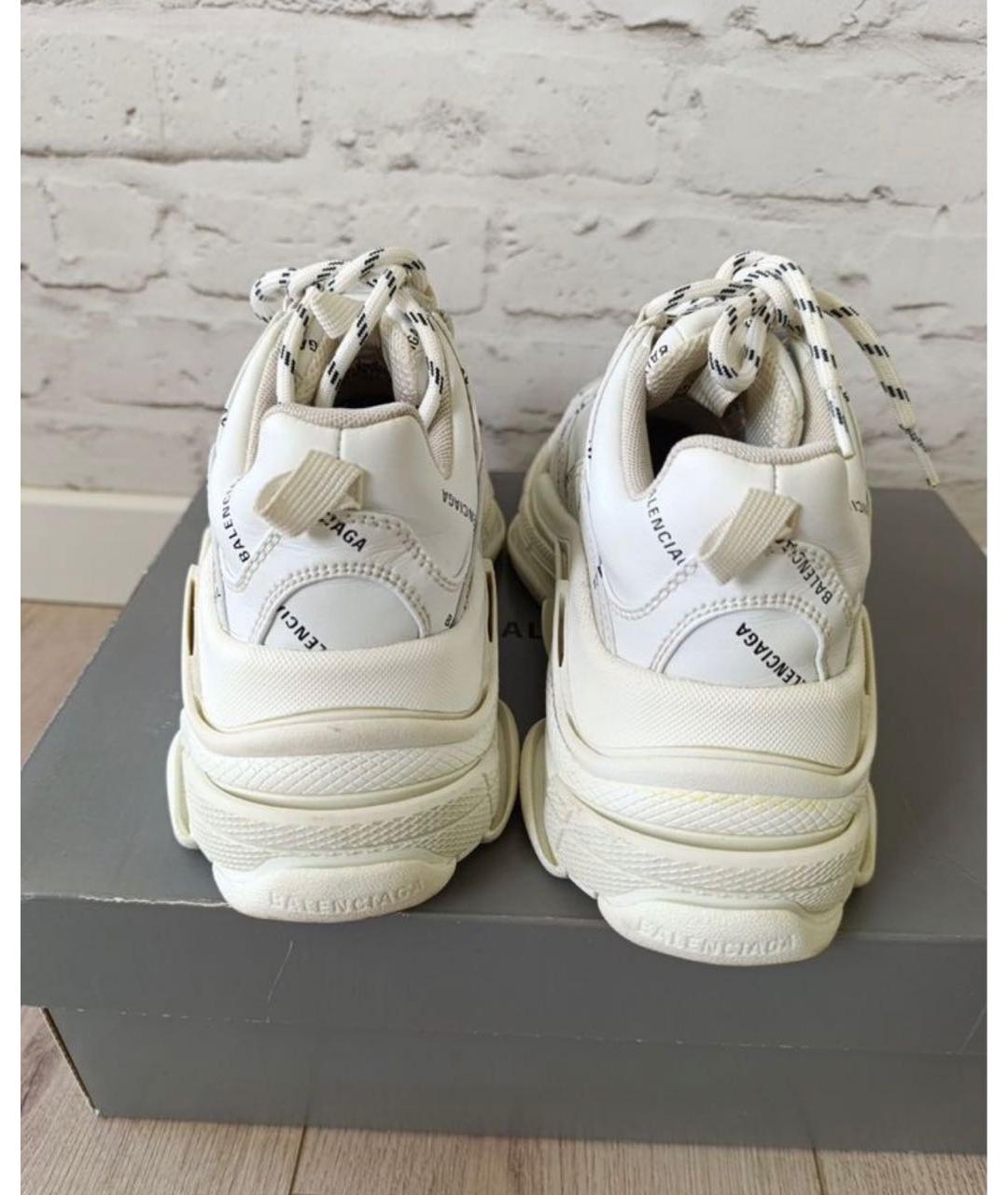 BALENCIAGA Белые кожаные кроссовки, фото 6