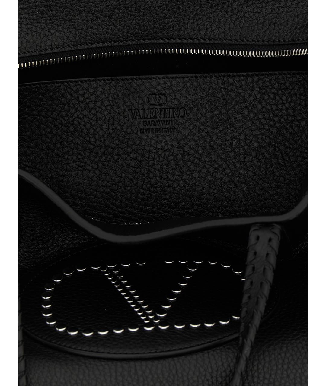 VALENTINO Черная кожаная сумка тоут, фото 4