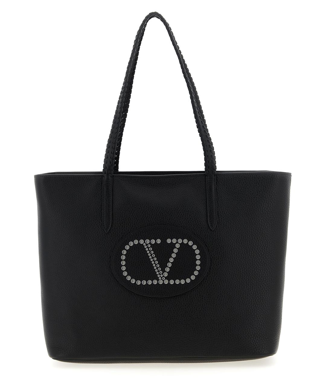 VALENTINO Черная кожаная сумка тоут, фото 1