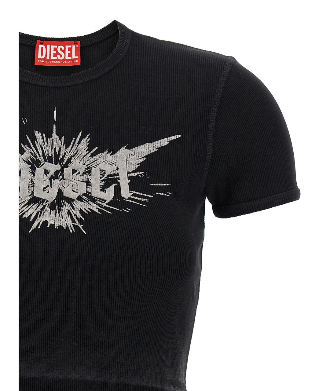 DIESEL Черная хлопковая футболка, фото 3