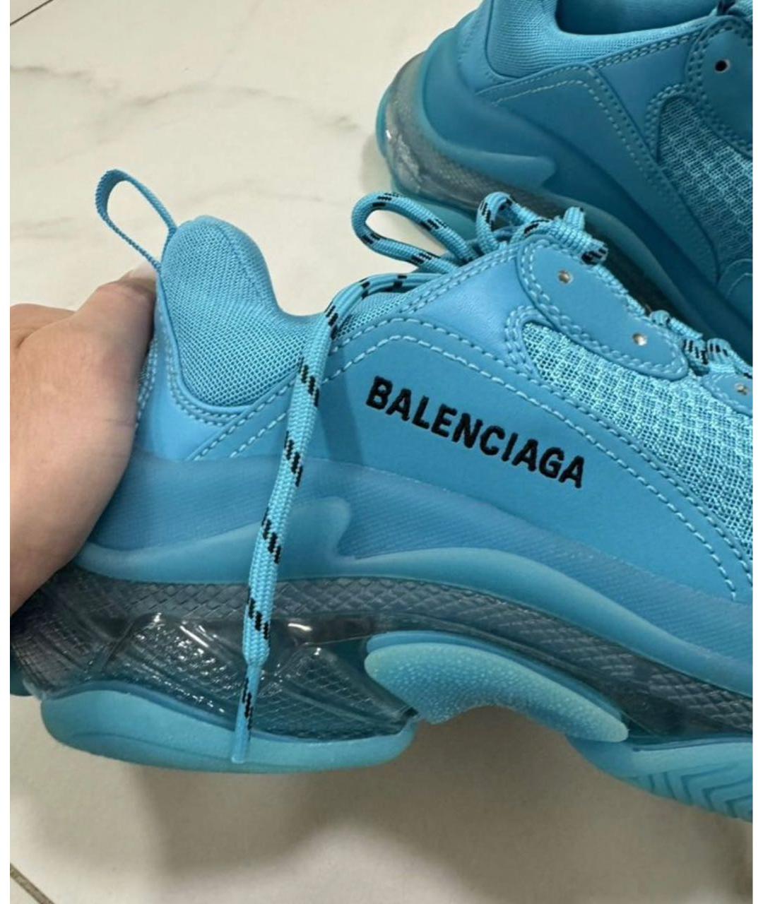BALENCIAGA Голубые текстильные кроссовки, фото 3