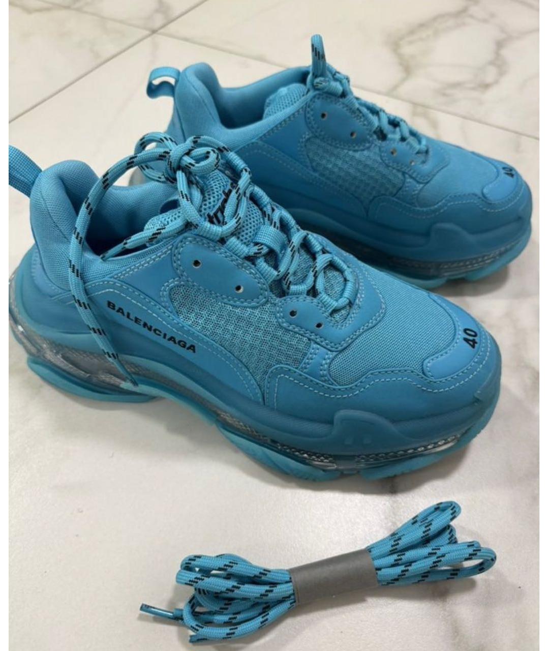 BALENCIAGA Голубые текстильные кроссовки, фото 2