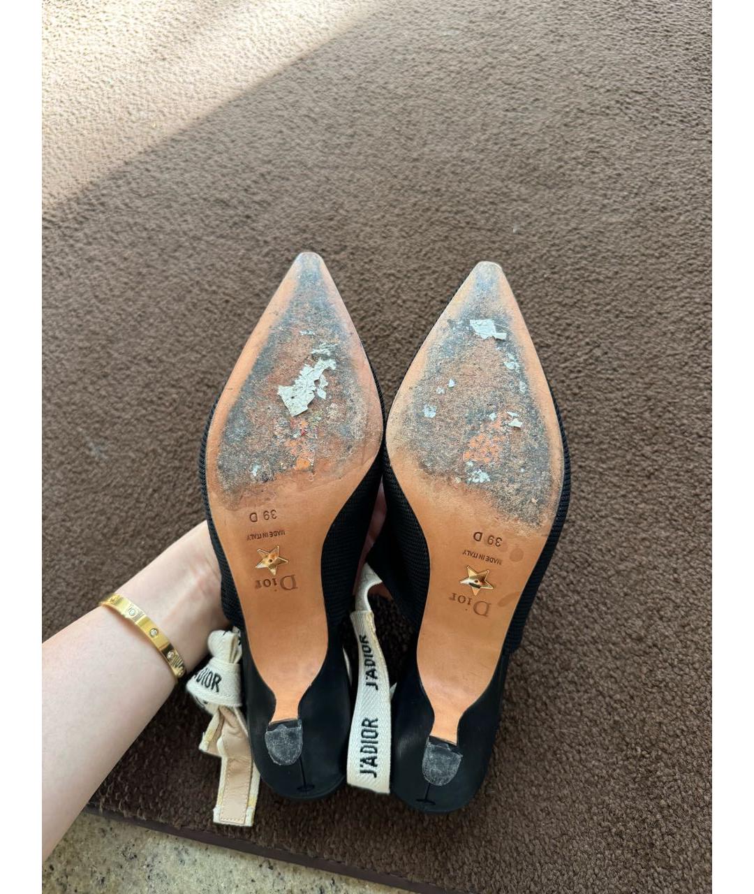 CHRISTIAN DIOR Черные лодочки на низком каблуке, фото 8