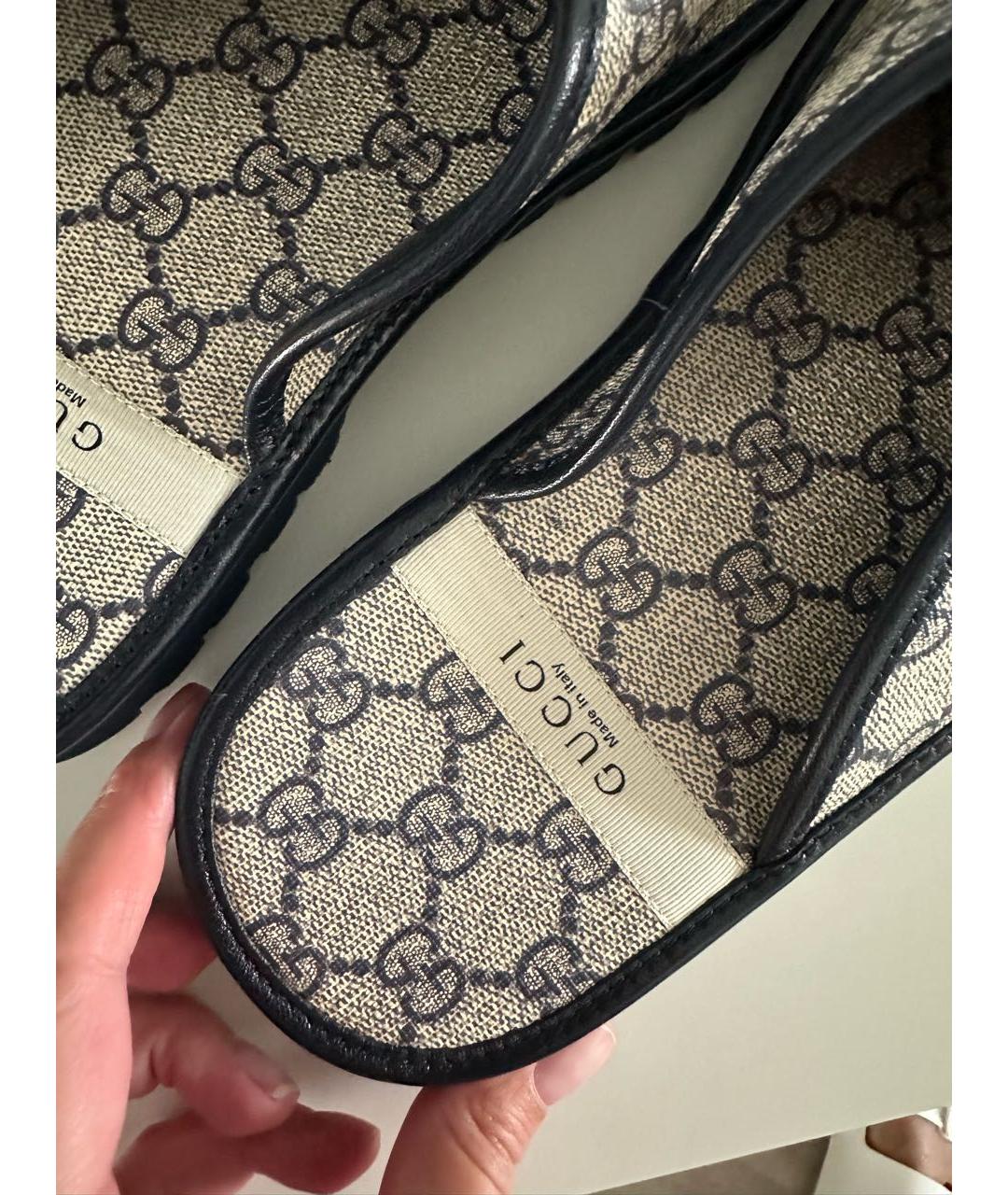 GUCCI Бежевые кожаные шлепанцы, фото 4