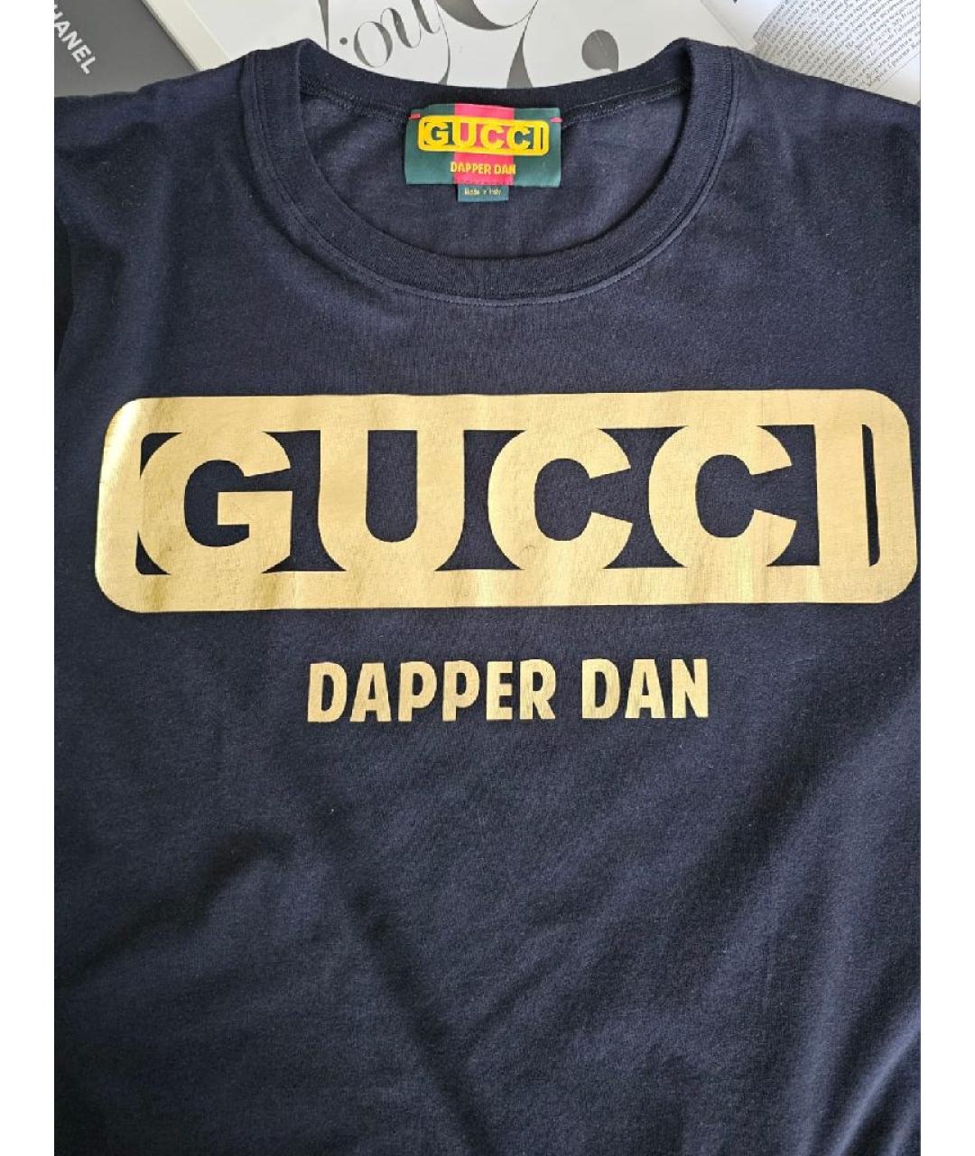 GUCCI Темно-синяя хлопковая футболка, фото 3