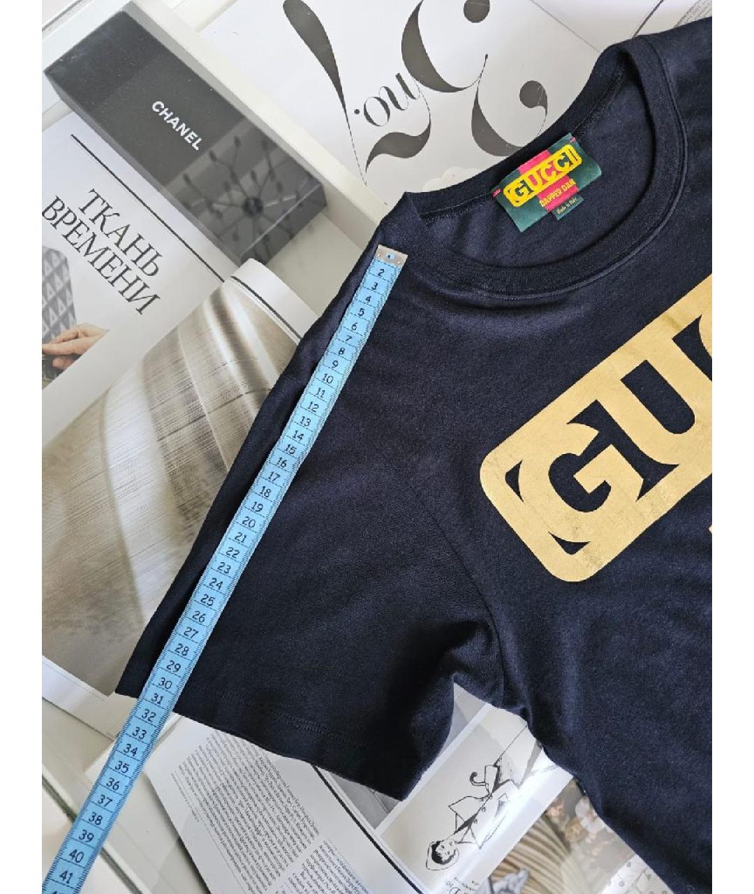 GUCCI Темно-синяя хлопковая футболка, фото 5