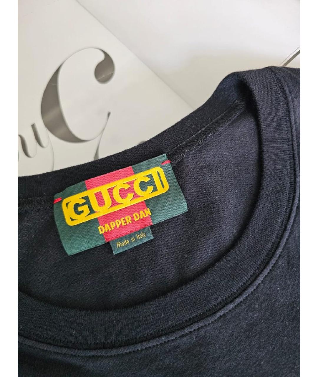 GUCCI Темно-синяя хлопковая футболка, фото 4