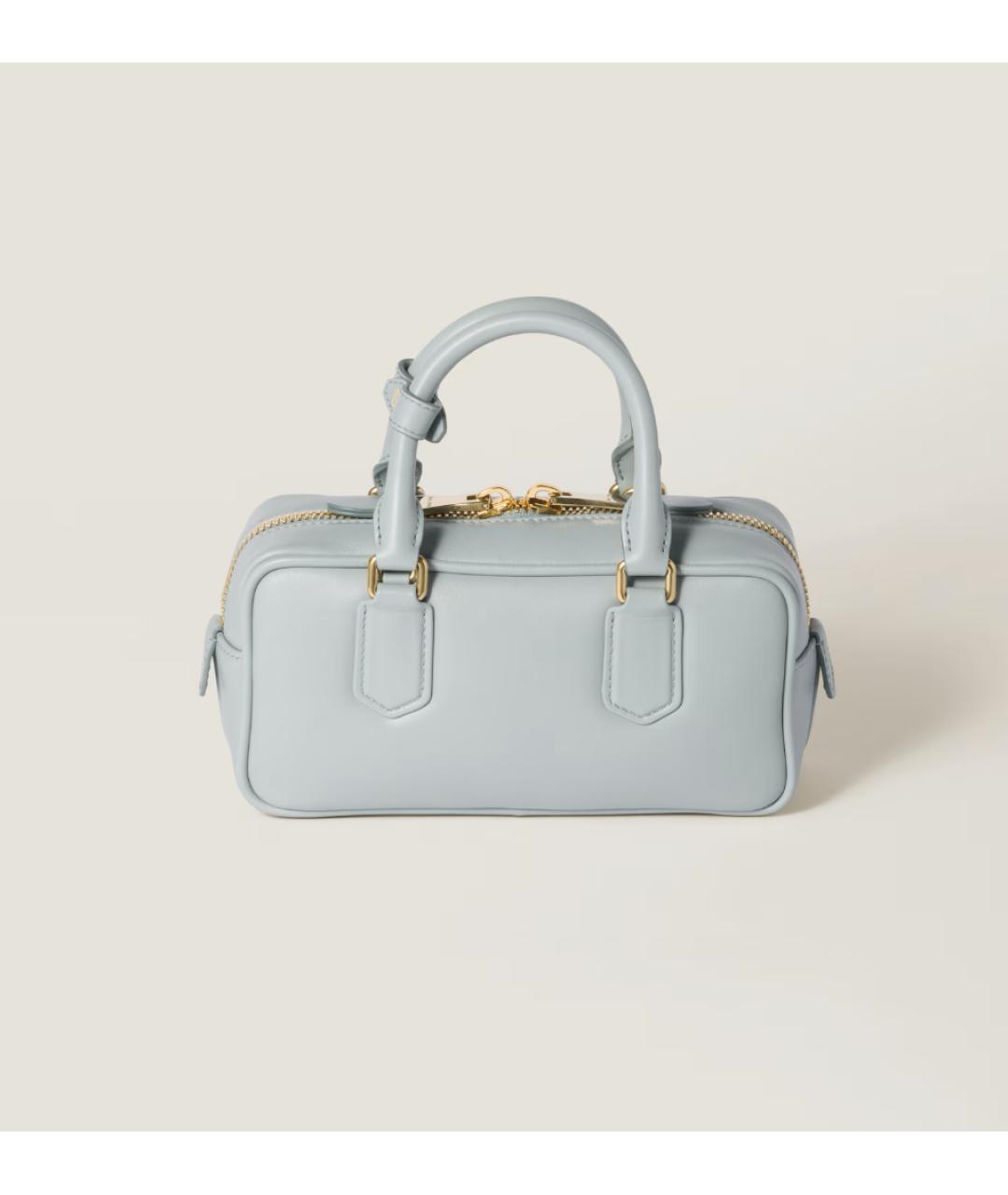 MIU MIU Голубая кожаная сумка с короткими ручками, фото 5