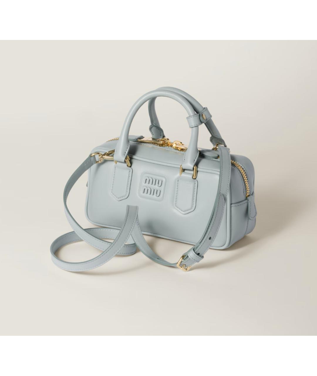 MIU MIU Голубая кожаная сумка с короткими ручками, фото 4