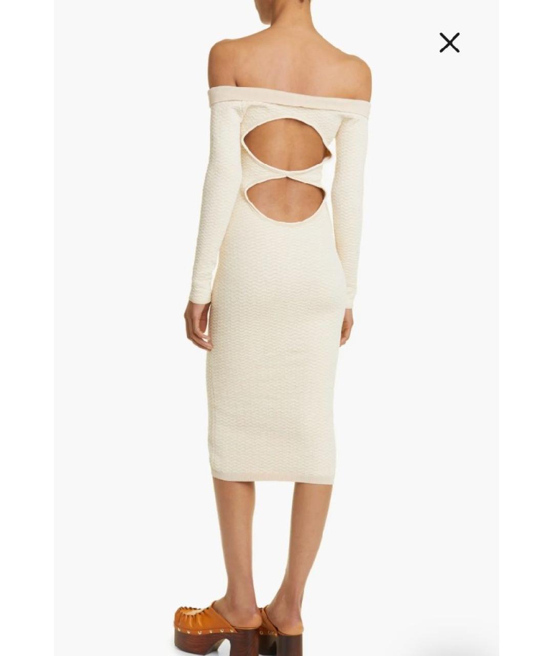 JACQUEMUS Бежевое хлопко-эластановое коктейльное платье, фото 3