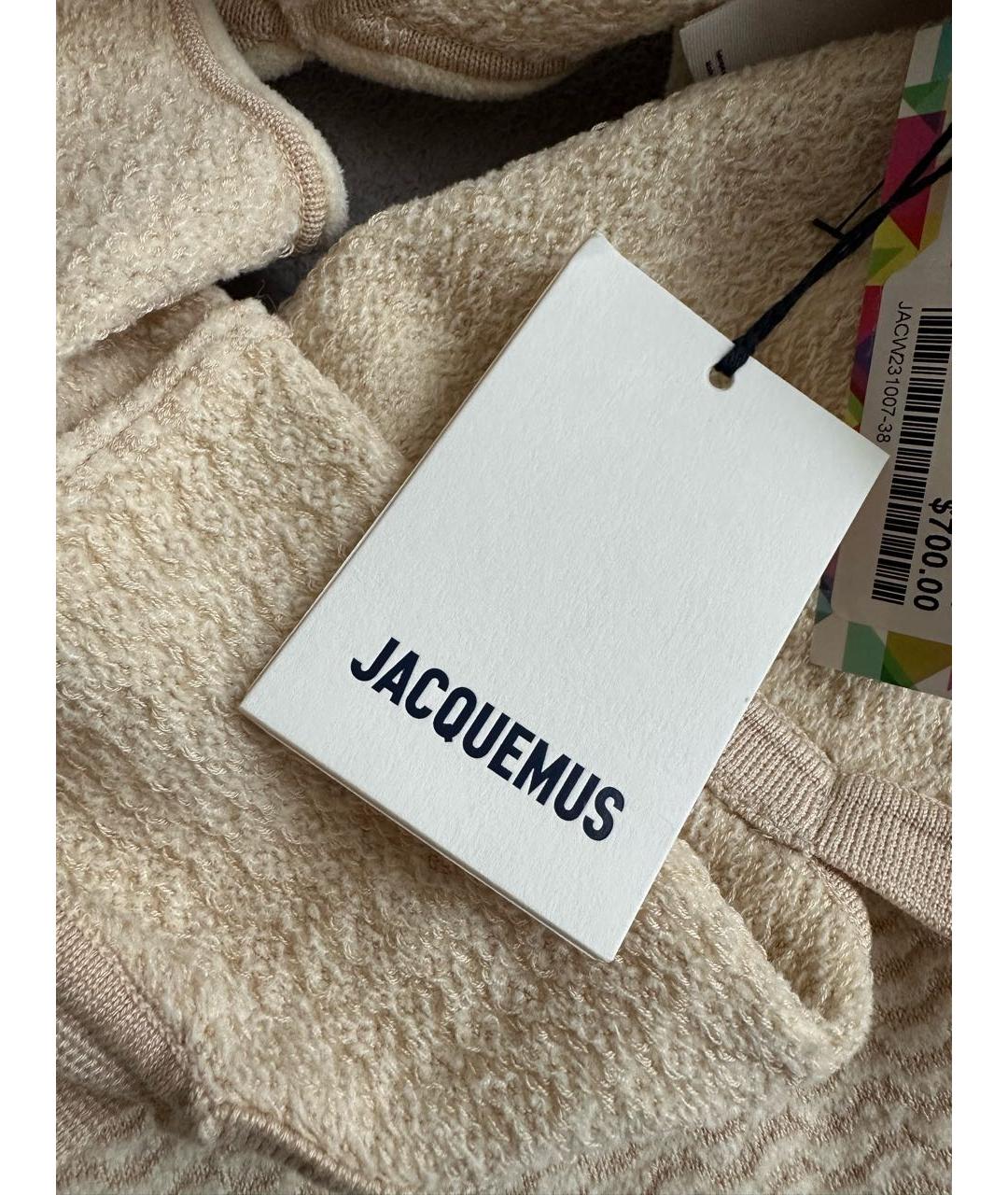 JACQUEMUS Бежевое хлопко-эластановое коктейльное платье, фото 7
