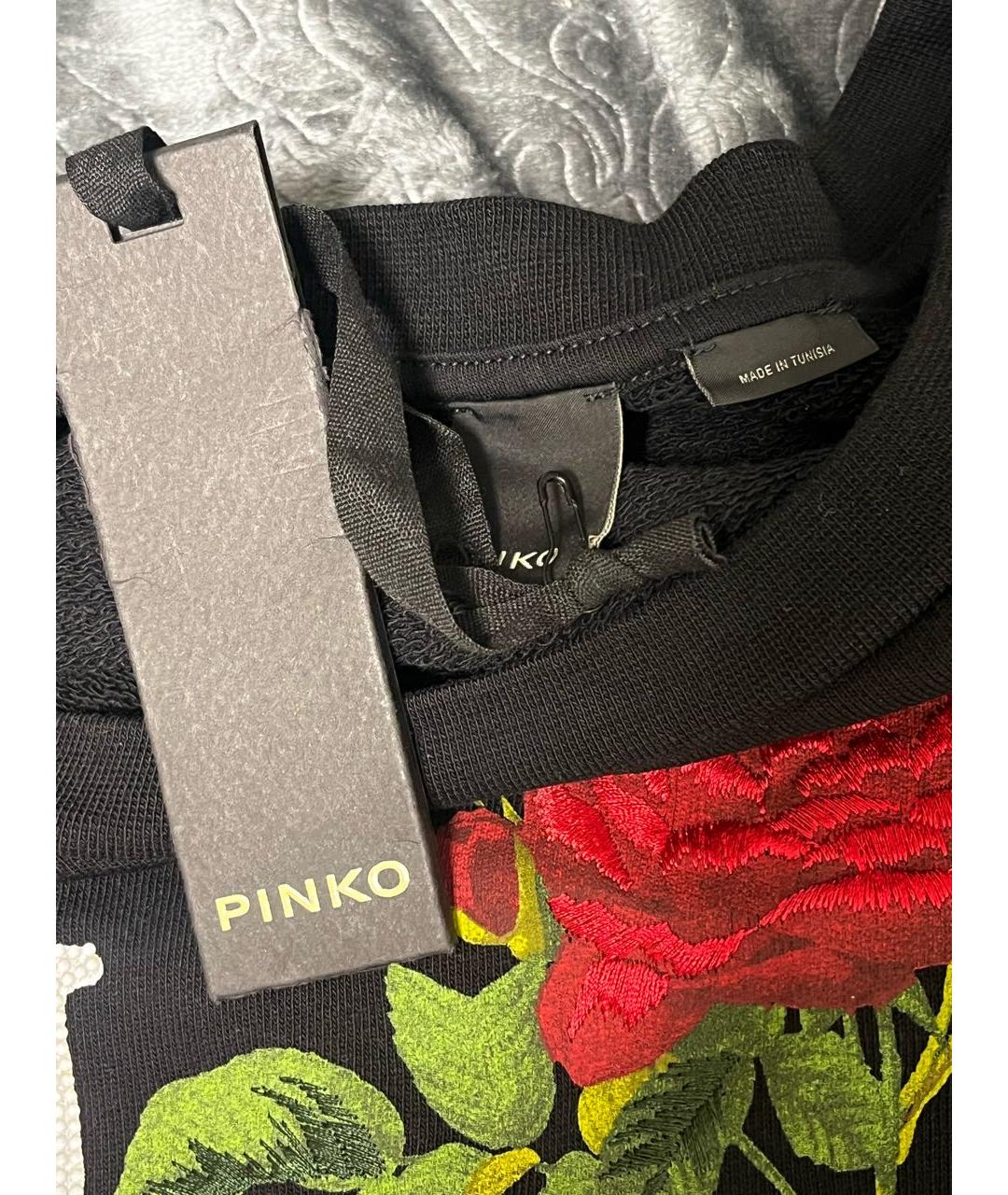 PINKO Черное хлопко-эластановое платье, фото 3