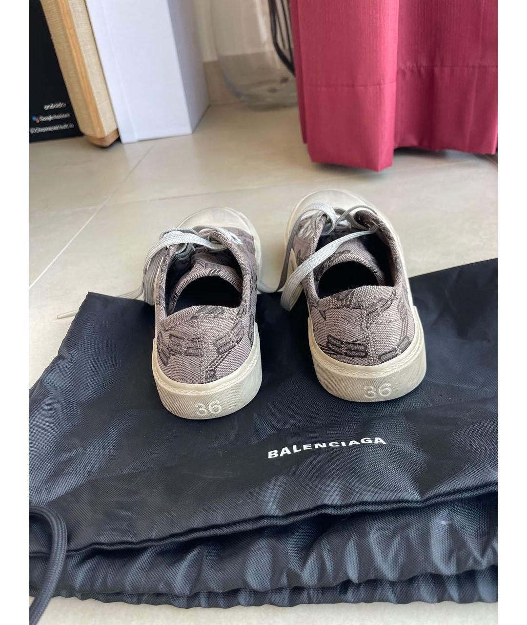 BALENCIAGA Коричневые текстильные кеды, фото 4