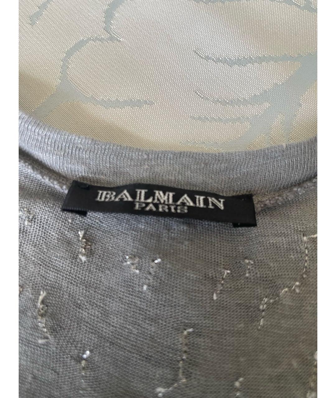 BALMAIN Серая льняная майка, фото 3