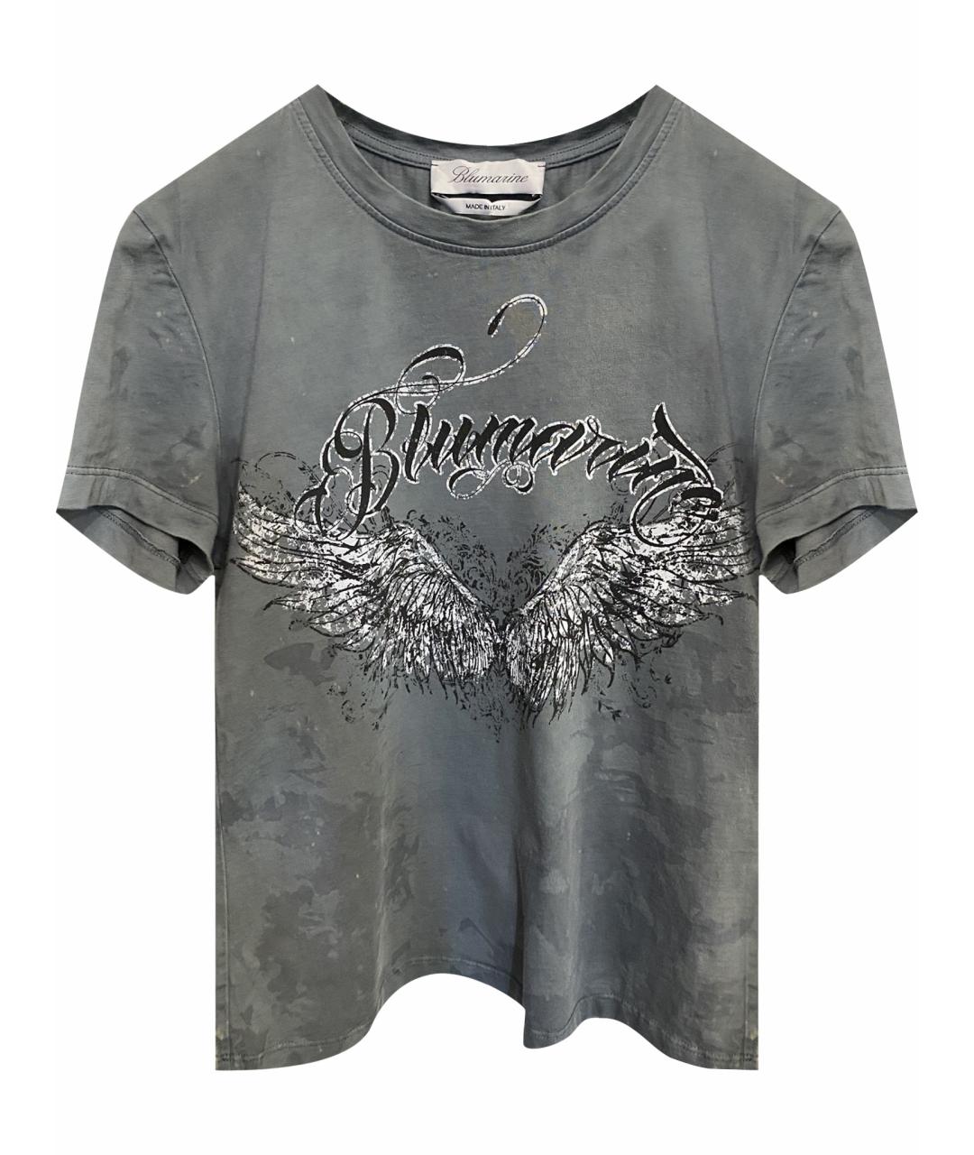 BLUMARINE Голубая хлопковая футболка, фото 1