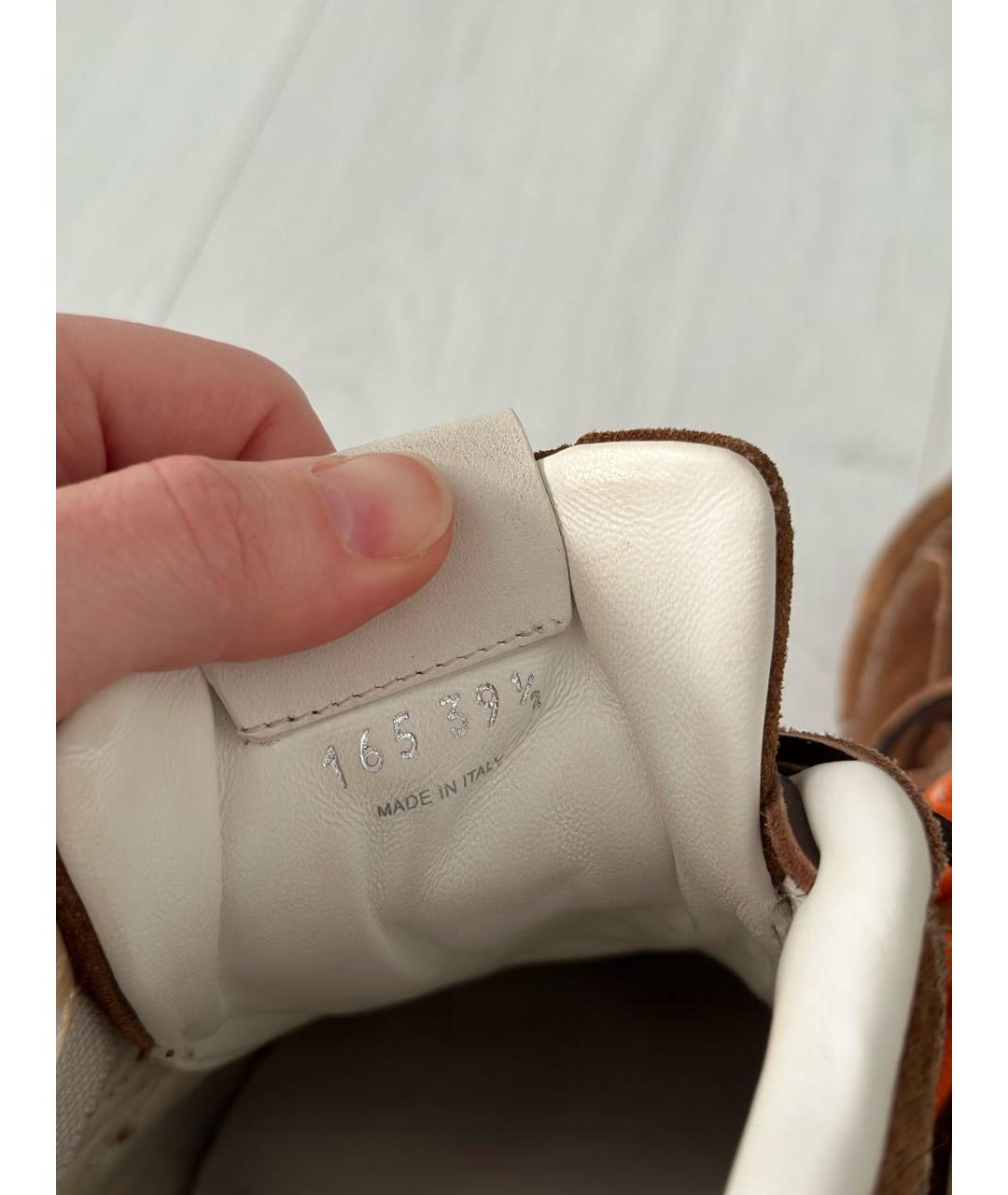MIU MIU Коричневые кожаные кроссовки, фото 2
