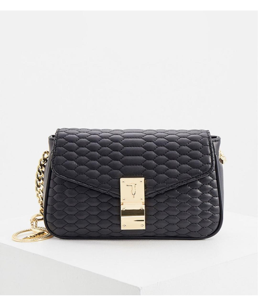 TRUSSARDI Черная сумка через плечо из искусственной кожи, фото 5
