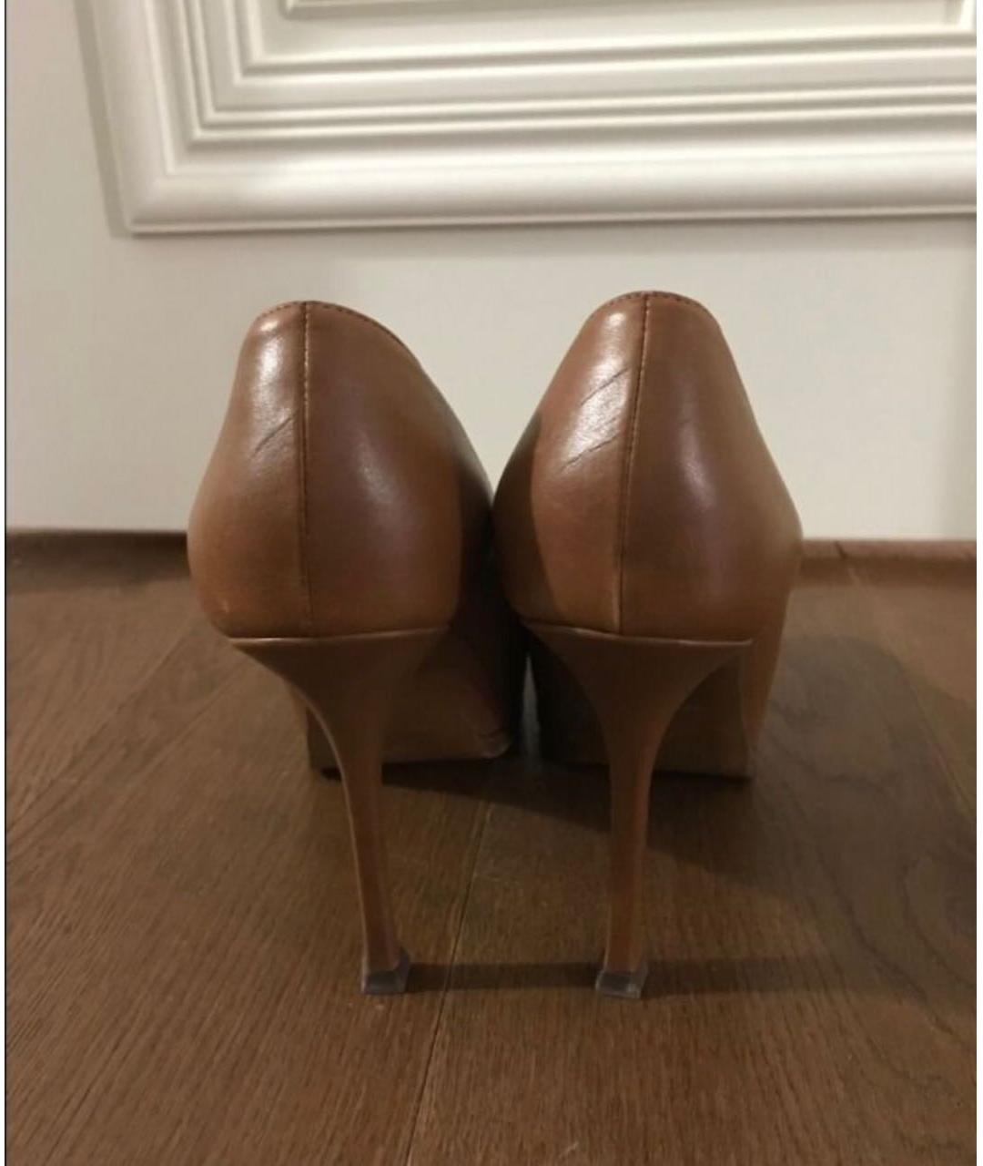 SAINT LAURENT Коричневые кожаные туфли, фото 3