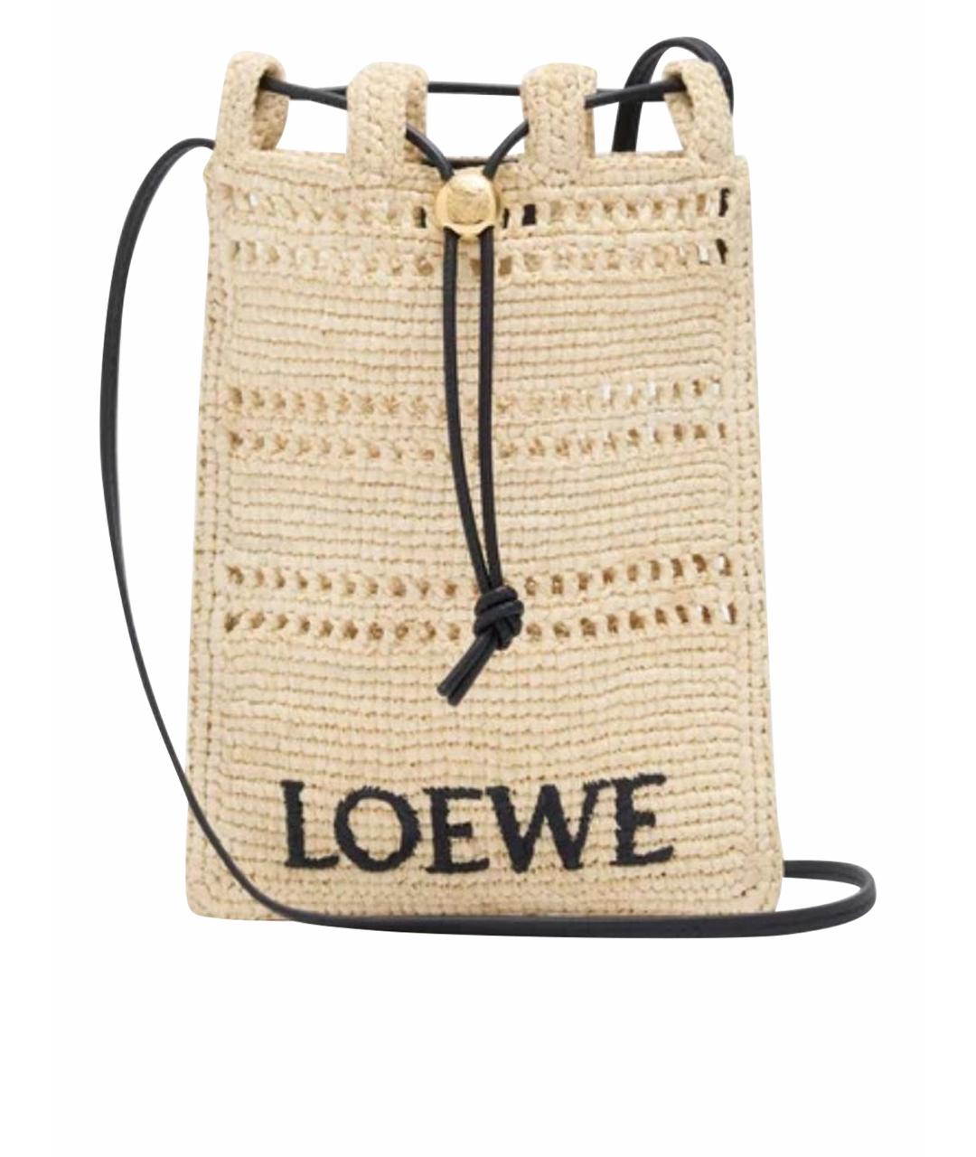 LOEWE Бежевая пелетеная сумка через плечо, фото 1