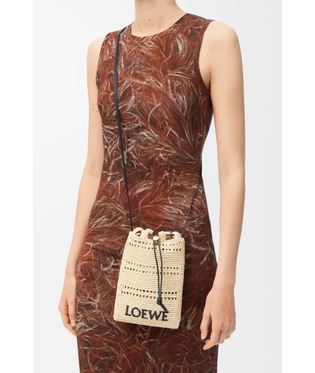 LOEWE Бежевая пелетеная сумка через плечо, фото 2