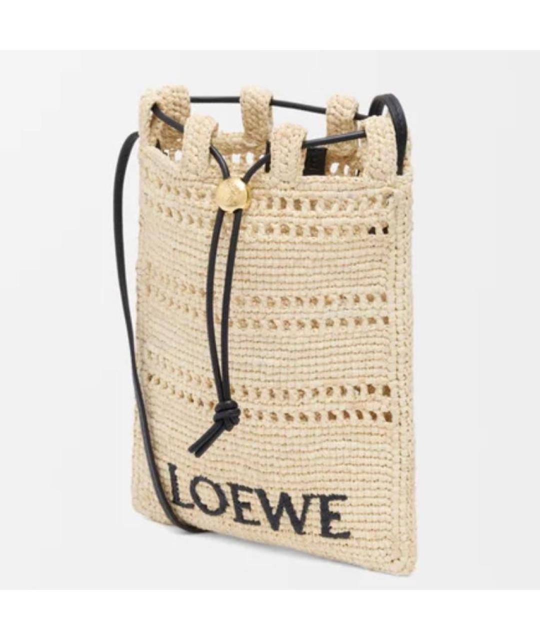 LOEWE Бежевая пелетеная сумка через плечо, фото 4