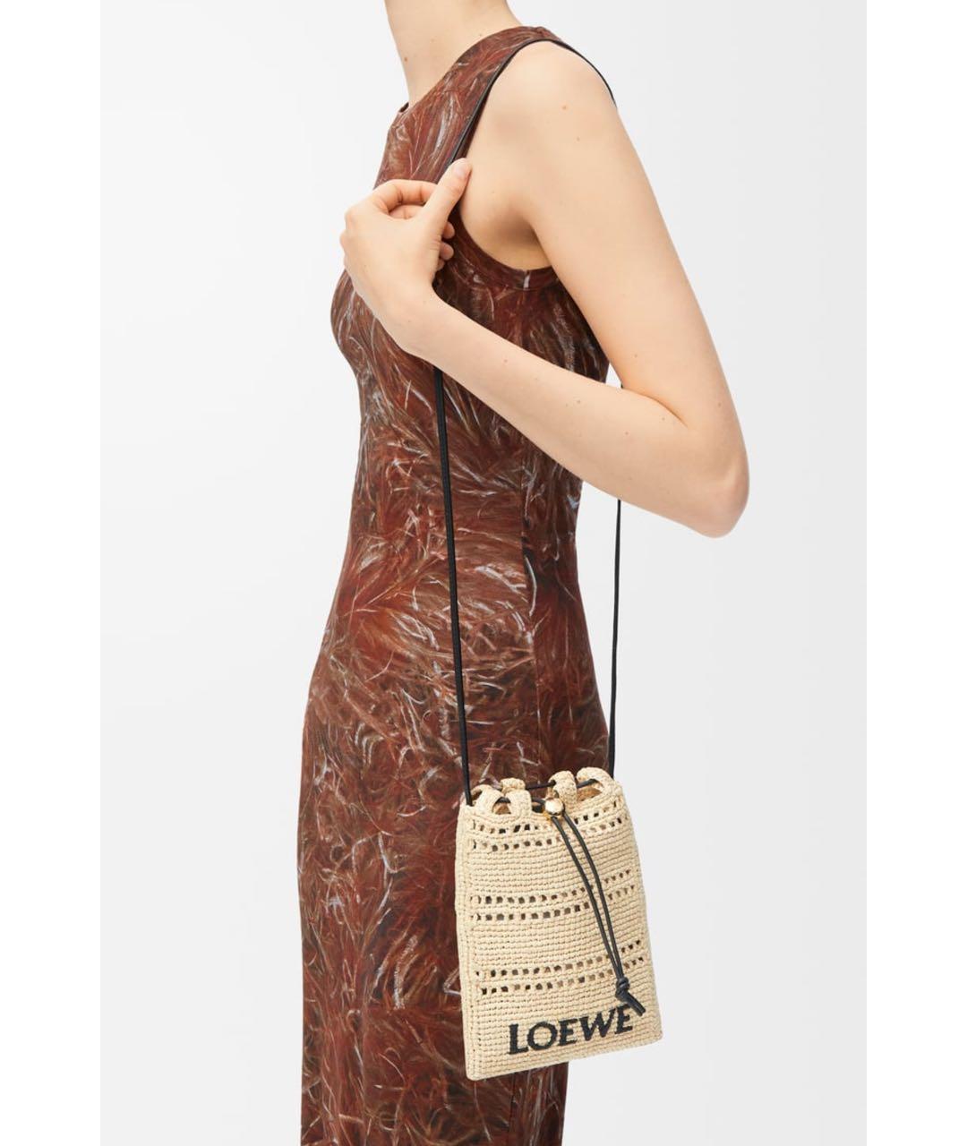 LOEWE Бежевая пелетеная сумка через плечо, фото 3