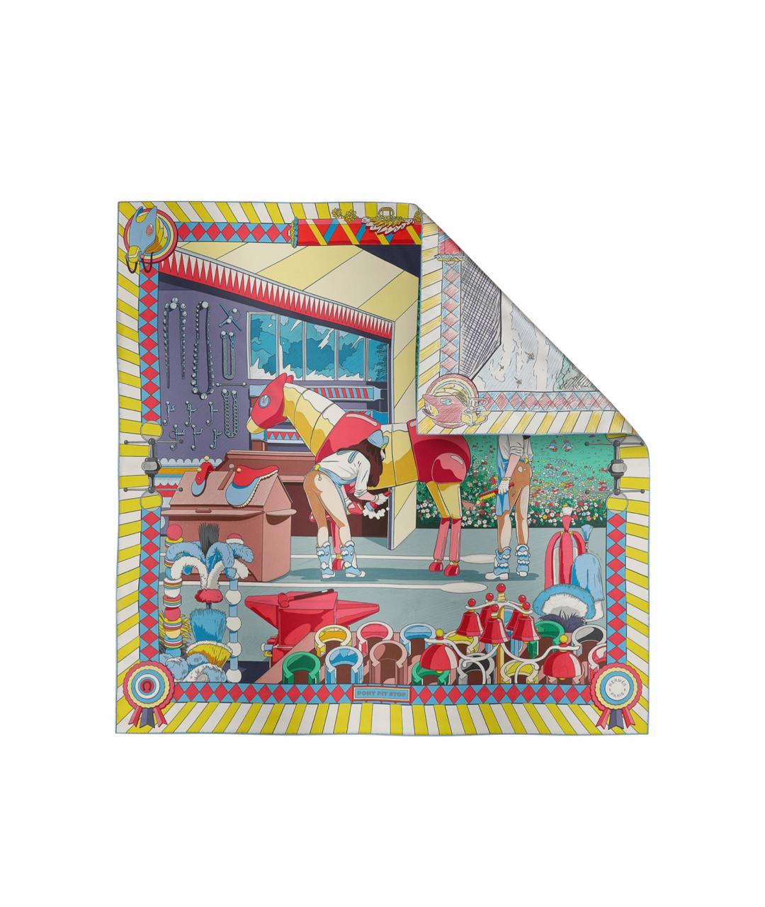 HERMES Мульти шелковый платок, фото 1