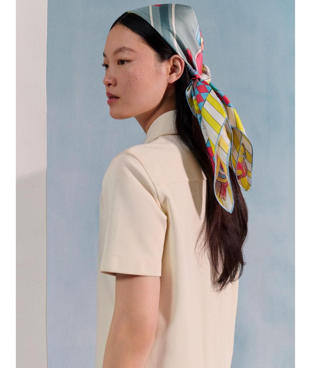 HERMES Мульти шелковый платок, фото 5