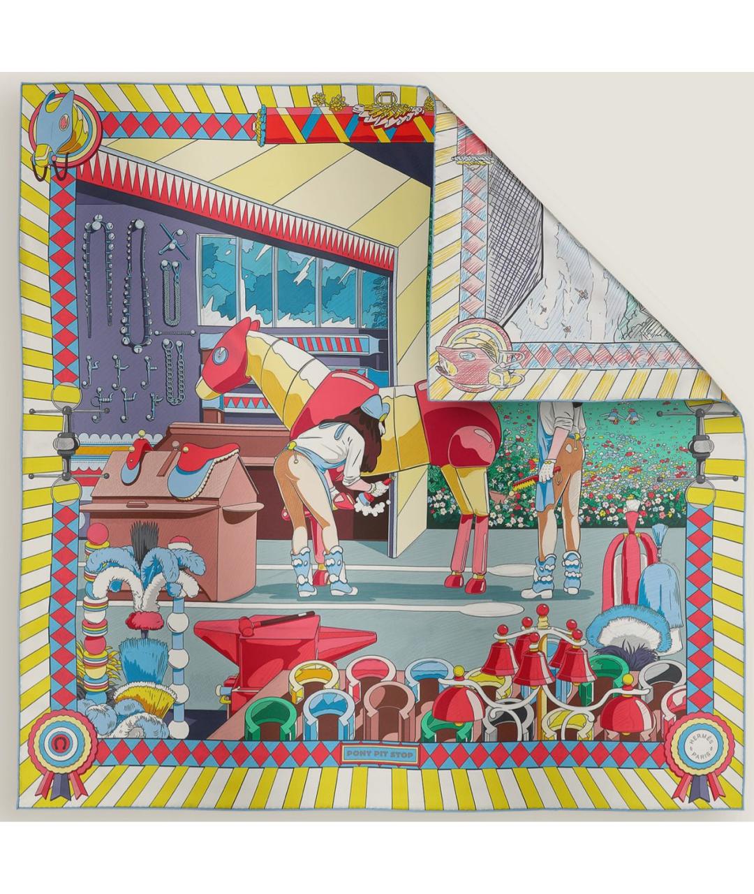 HERMES Мульти шелковый платок, фото 6