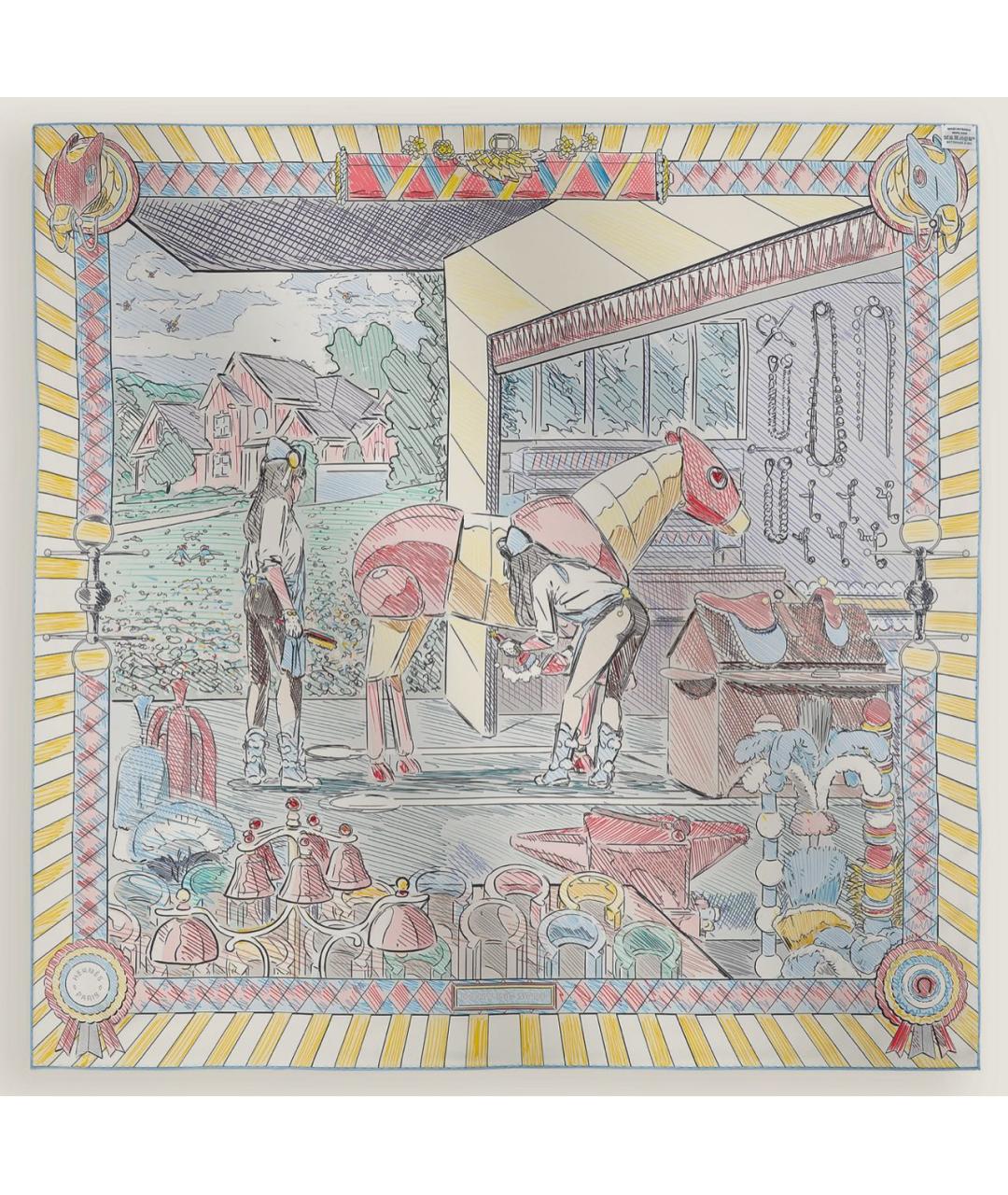 HERMES Мульти шелковый платок, фото 3