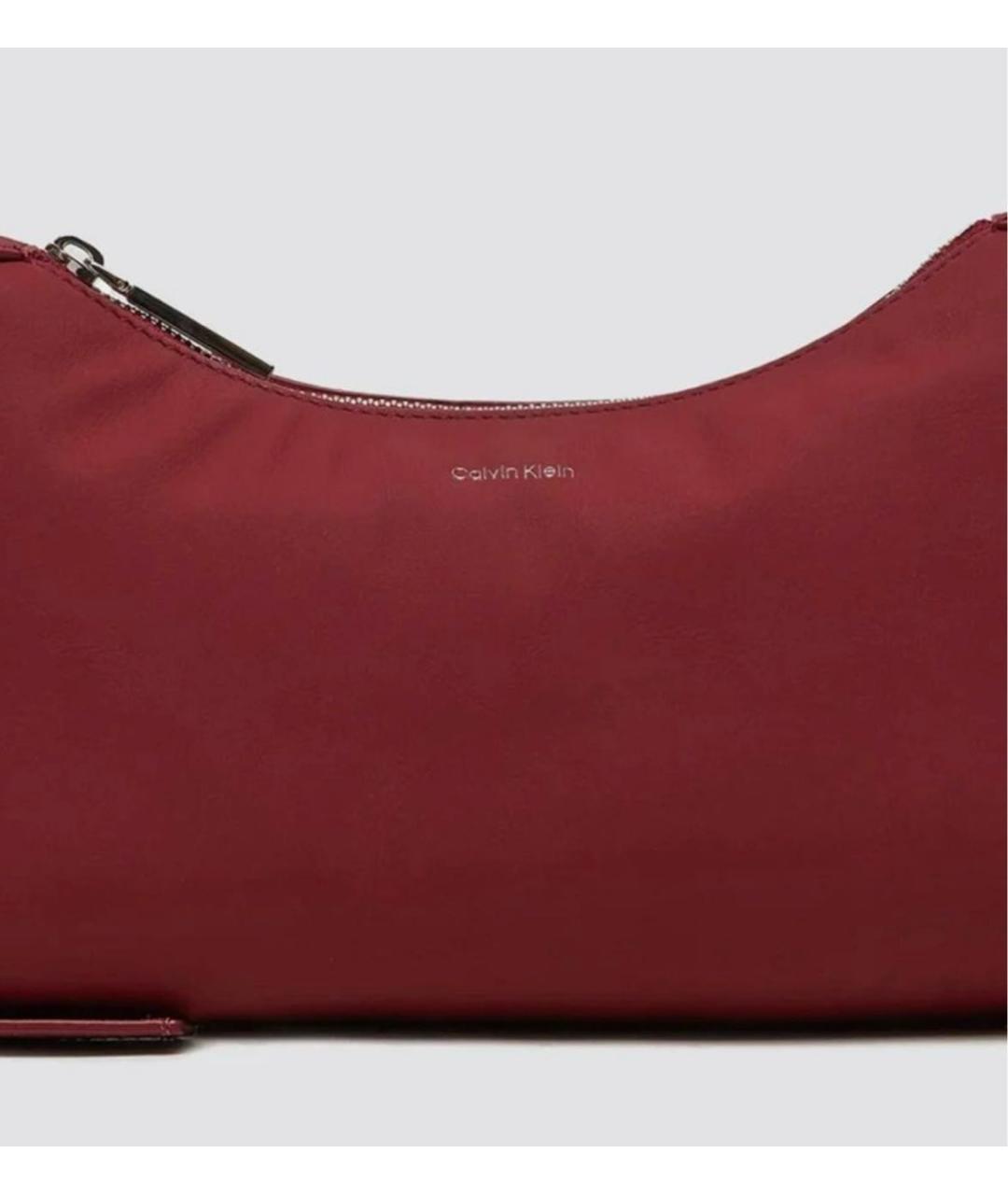 CALVIN KLEIN Бордовая тканевая сумка через плечо, фото 5