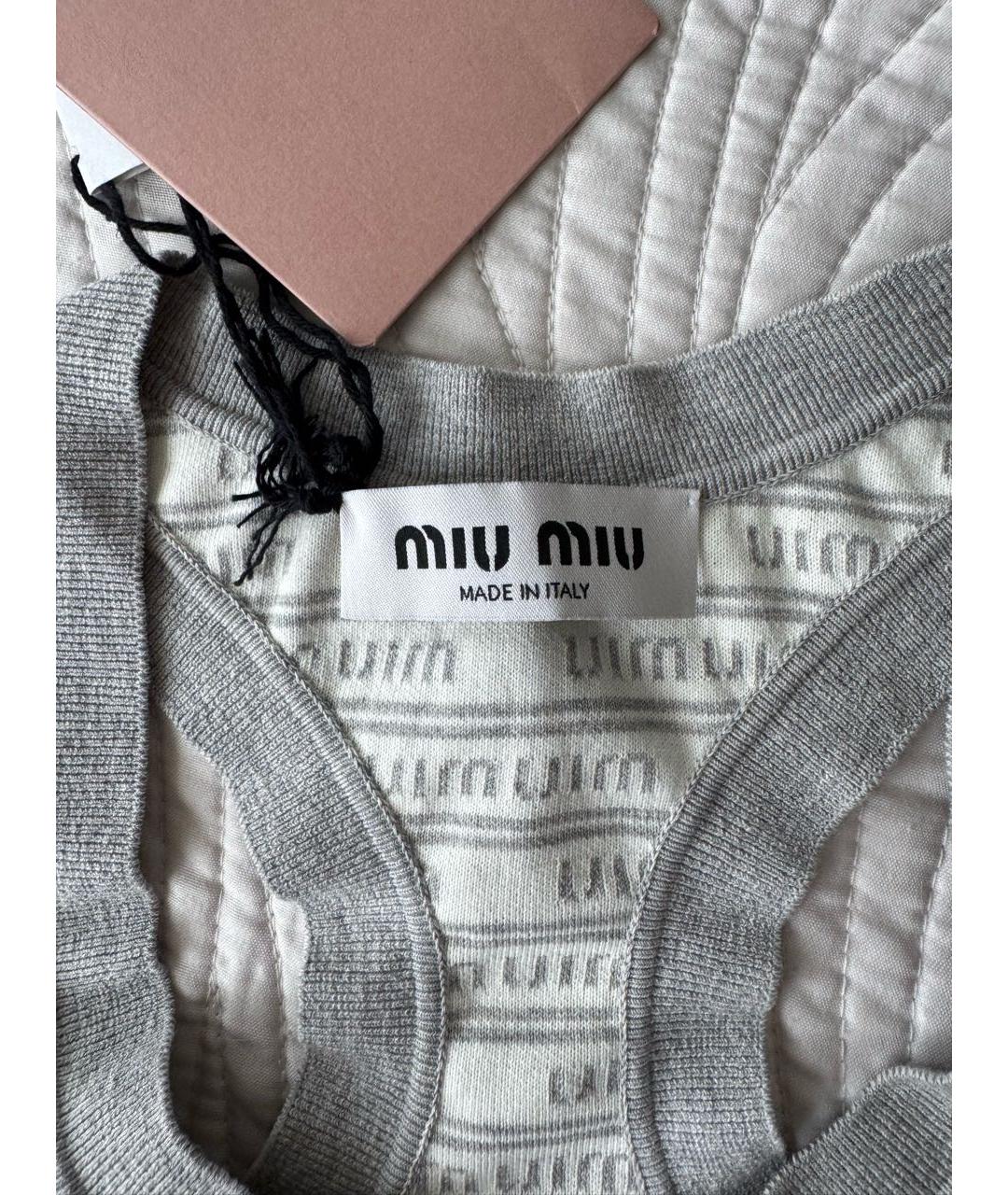MIU MIU Серая хлопковая майка, фото 3