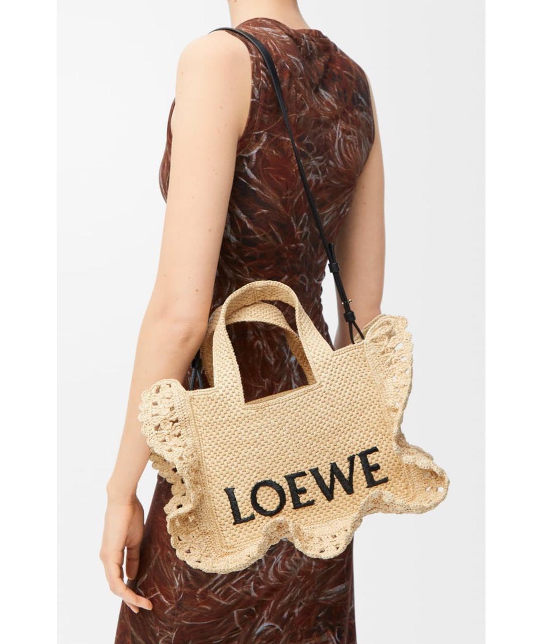 LOEWE Бежевая пелетеная сумка через плечо, фото 2