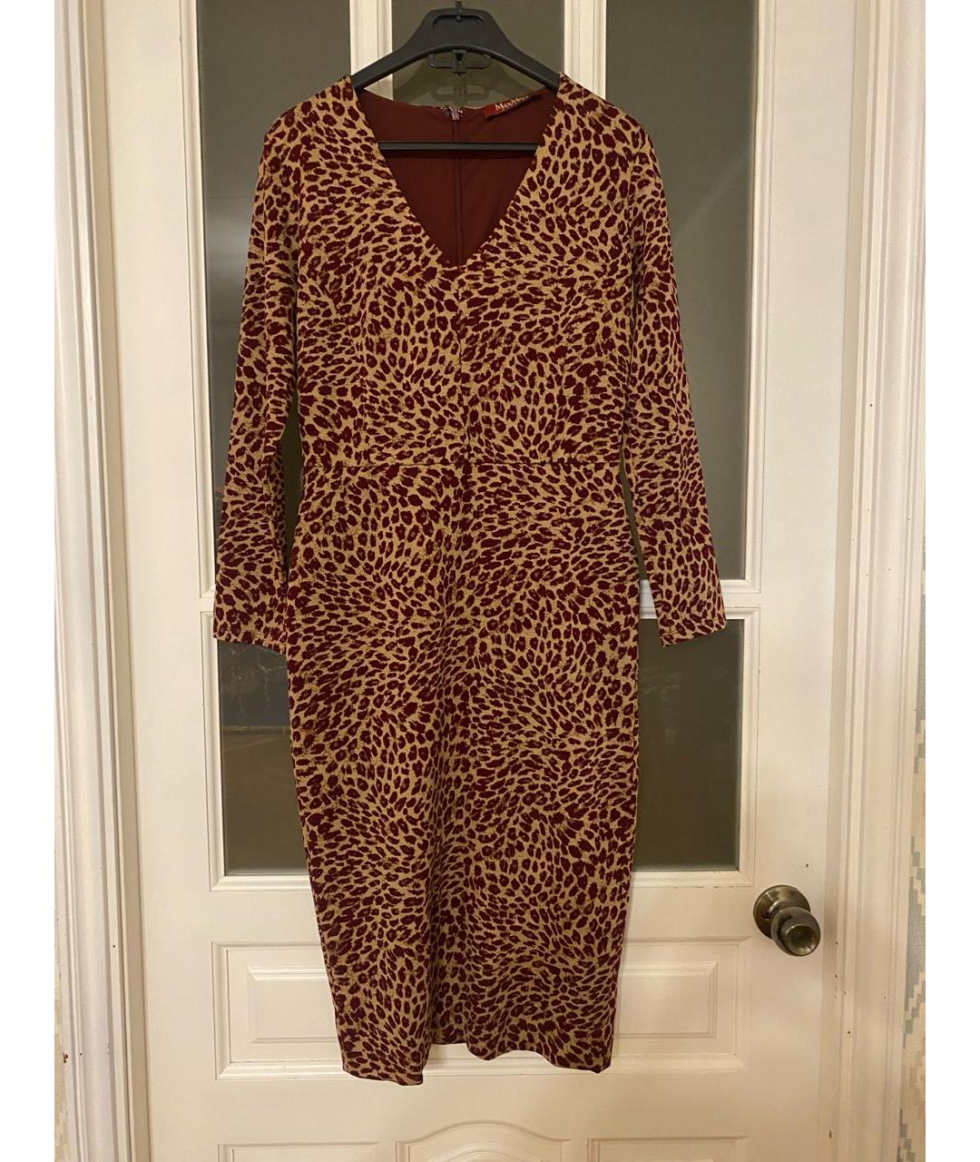 MAX MARA STUDIO Бордовое вискозное повседневное платье, фото 9