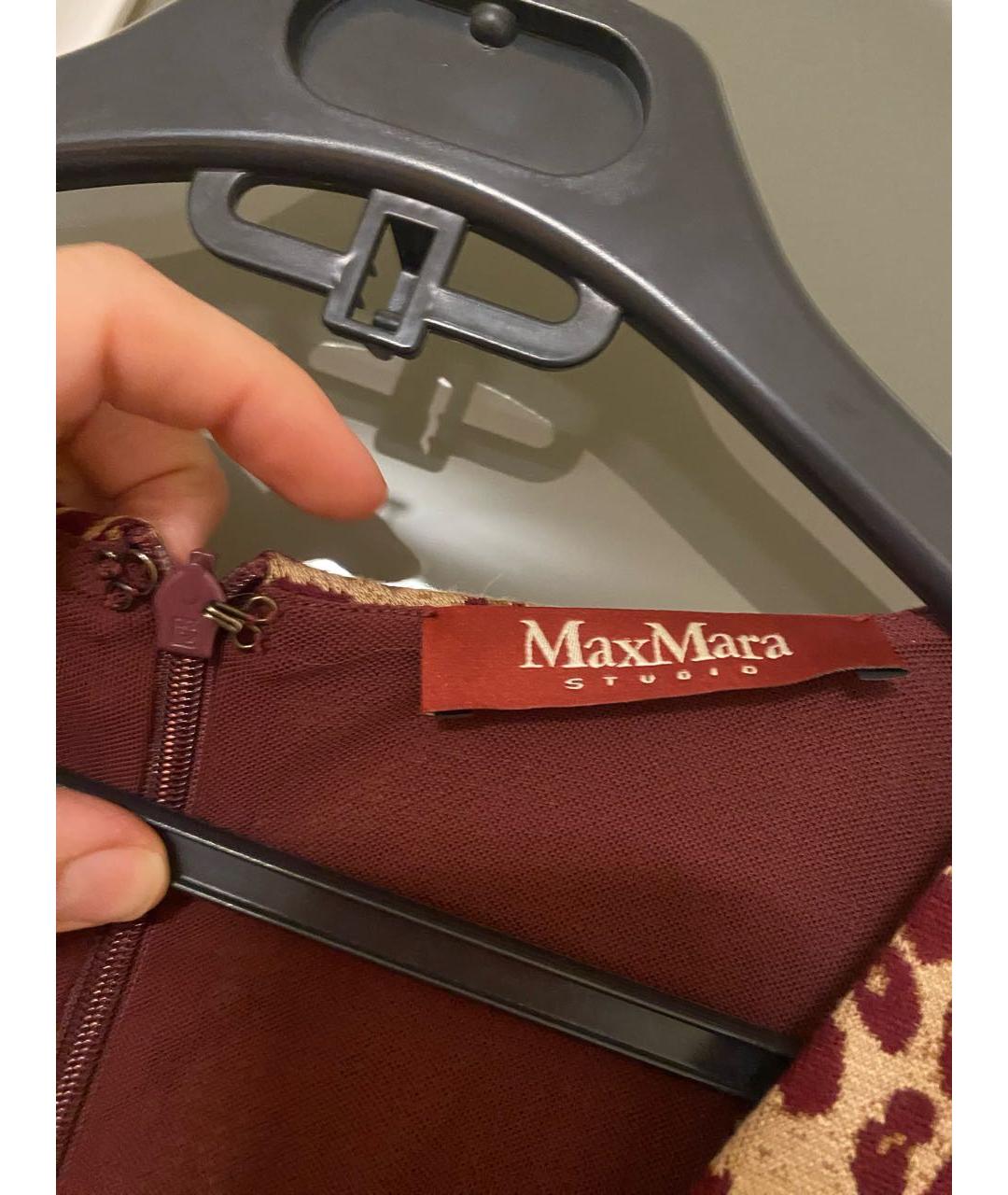MAX MARA STUDIO Бордовое вискозное повседневное платье, фото 3