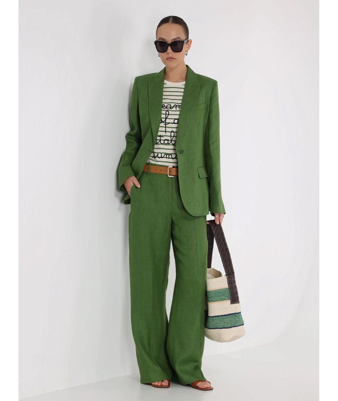 WEEKEND MAX MARA Темно-синий льняной костюм с брюками, фото 6