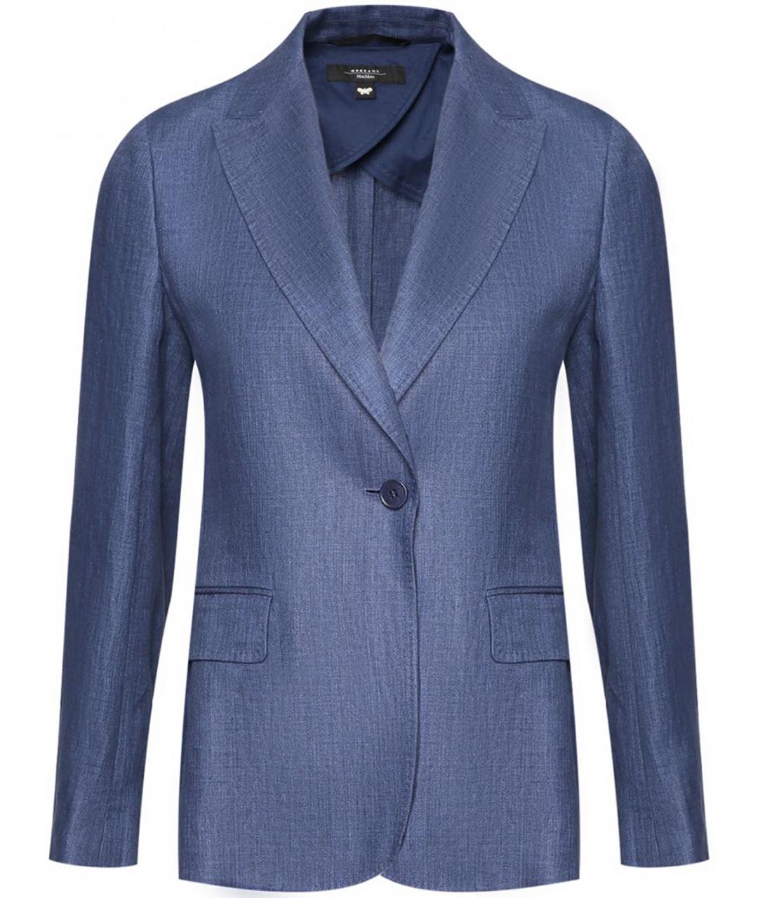 WEEKEND MAX MARA Темно-синий льняной костюм с брюками, фото 9