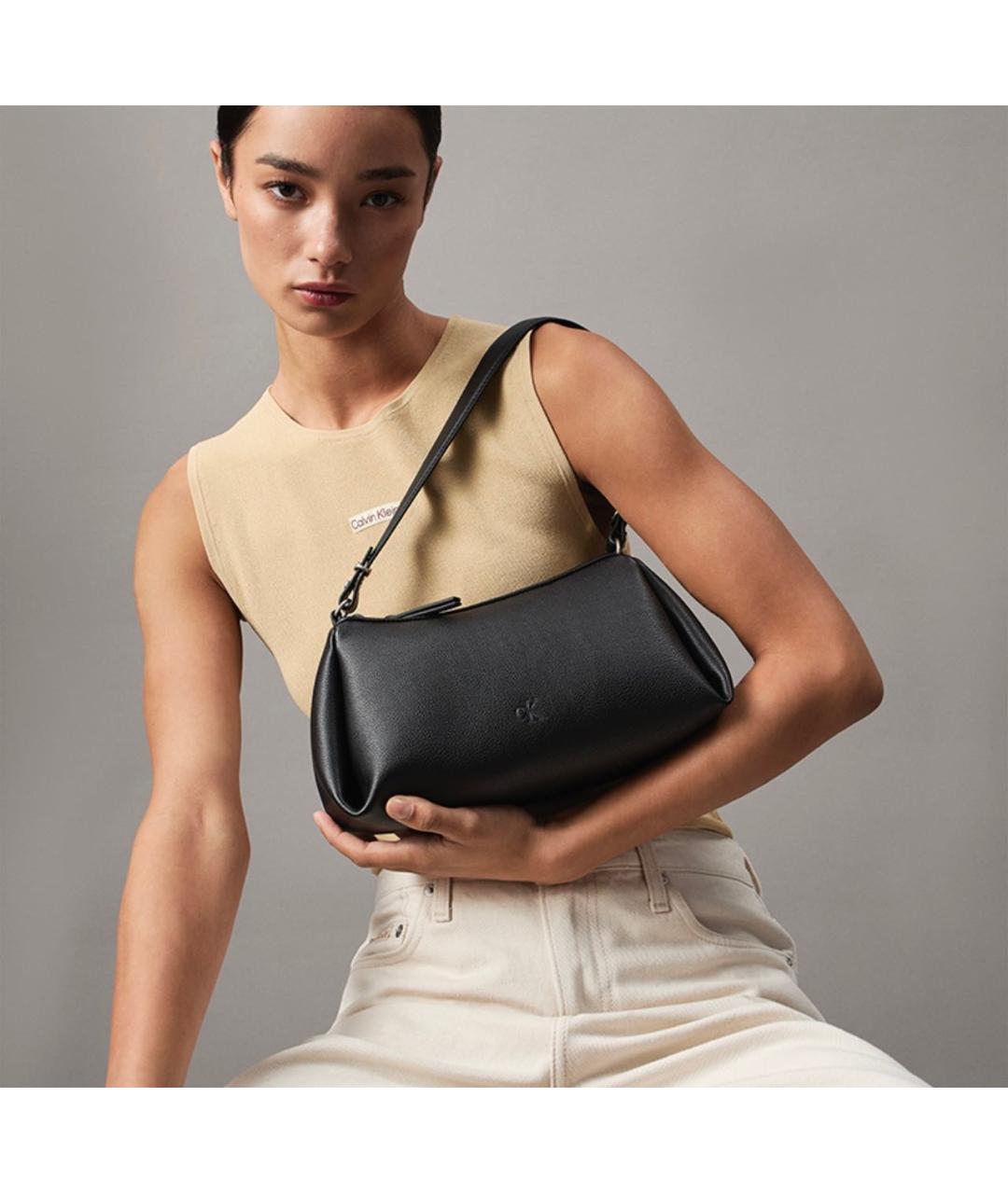 CALVIN KLEIN Черная тканевая сумка через плечо, фото 4