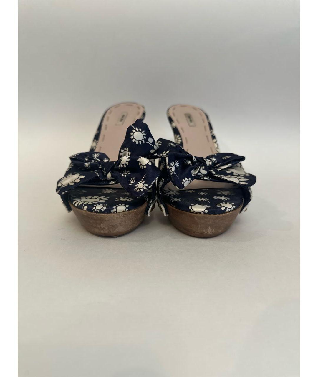 MIU MIU Синие текстильные мюли, фото 2