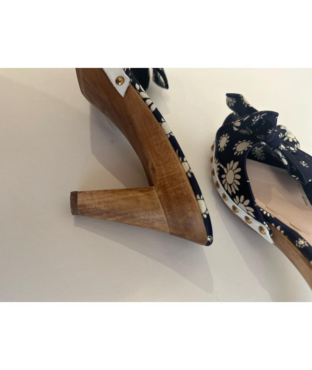 MIU MIU Синие текстильные мюли, фото 6