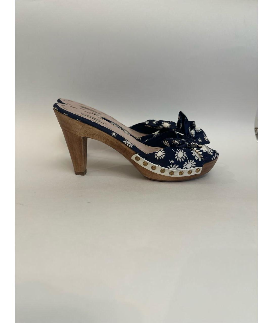 MIU MIU Синие текстильные мюли, фото 9
