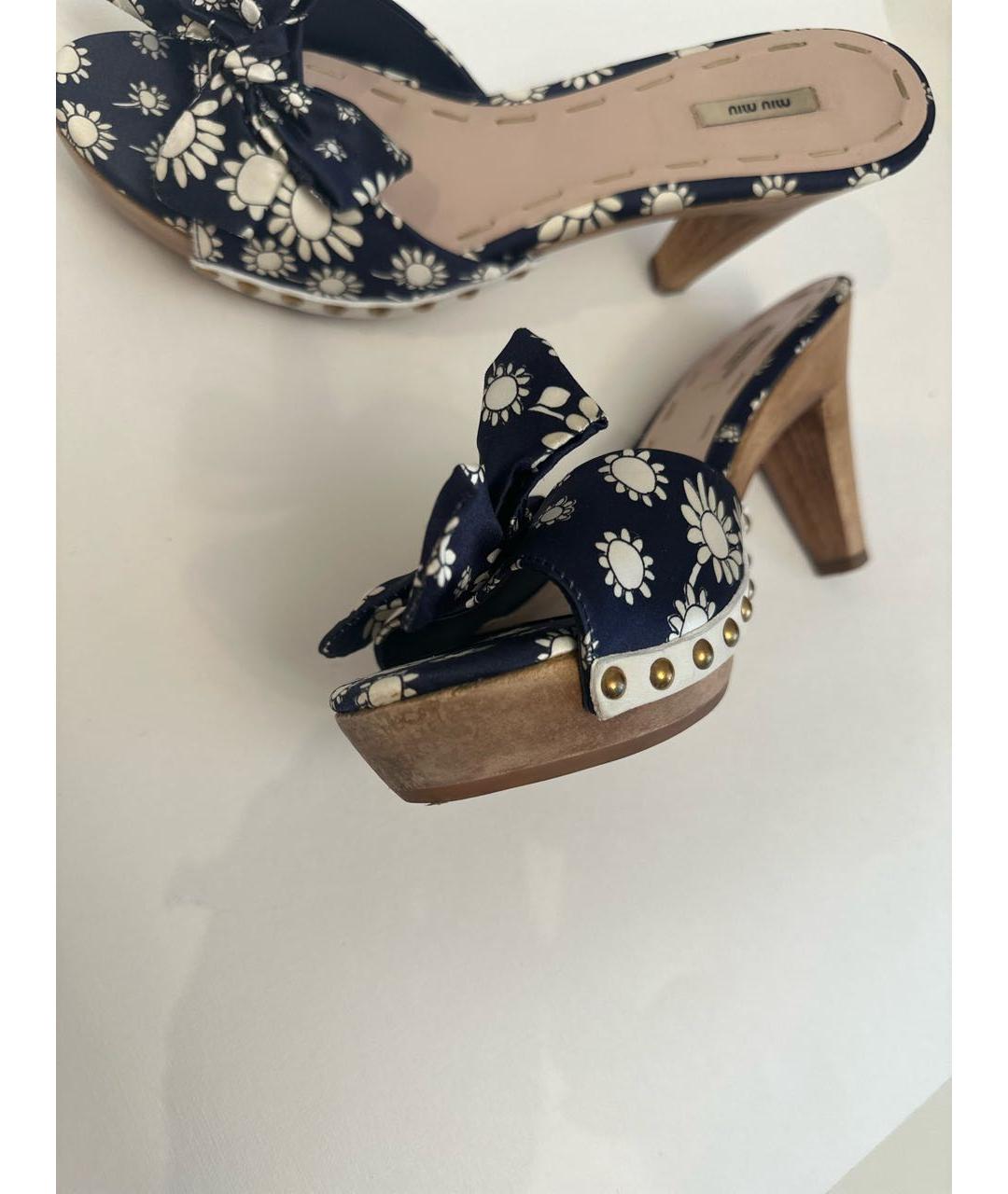 MIU MIU Синие текстильные мюли, фото 5